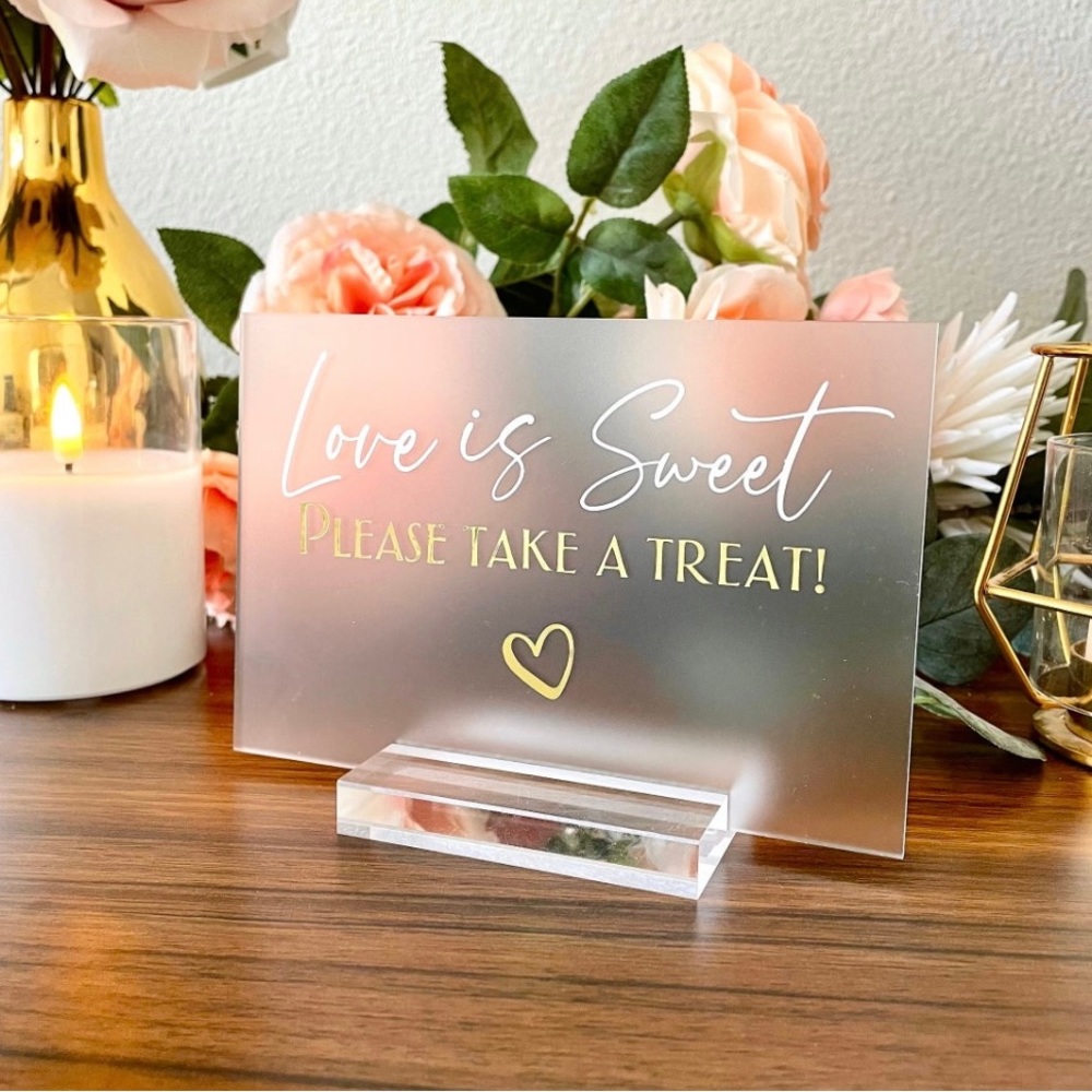 Love is sweet acrylic dessert table sign
